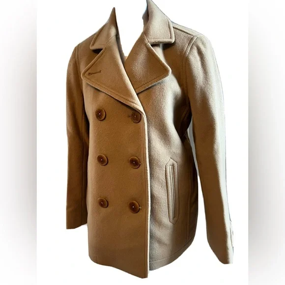 LL Bean Women's Classic Lambswool Peacoat Camel Size 4P- Like New! - Picture 6 of 15